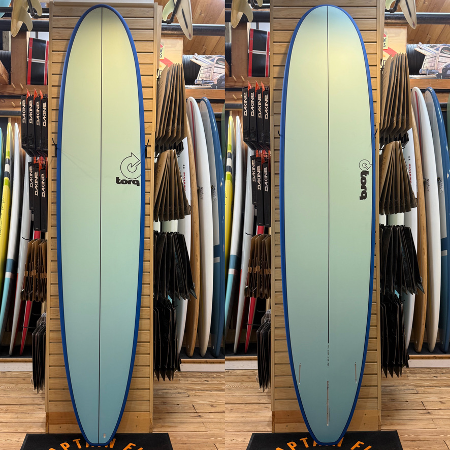 9'0 Long Light Blue Fade Torq  surfboard top photo