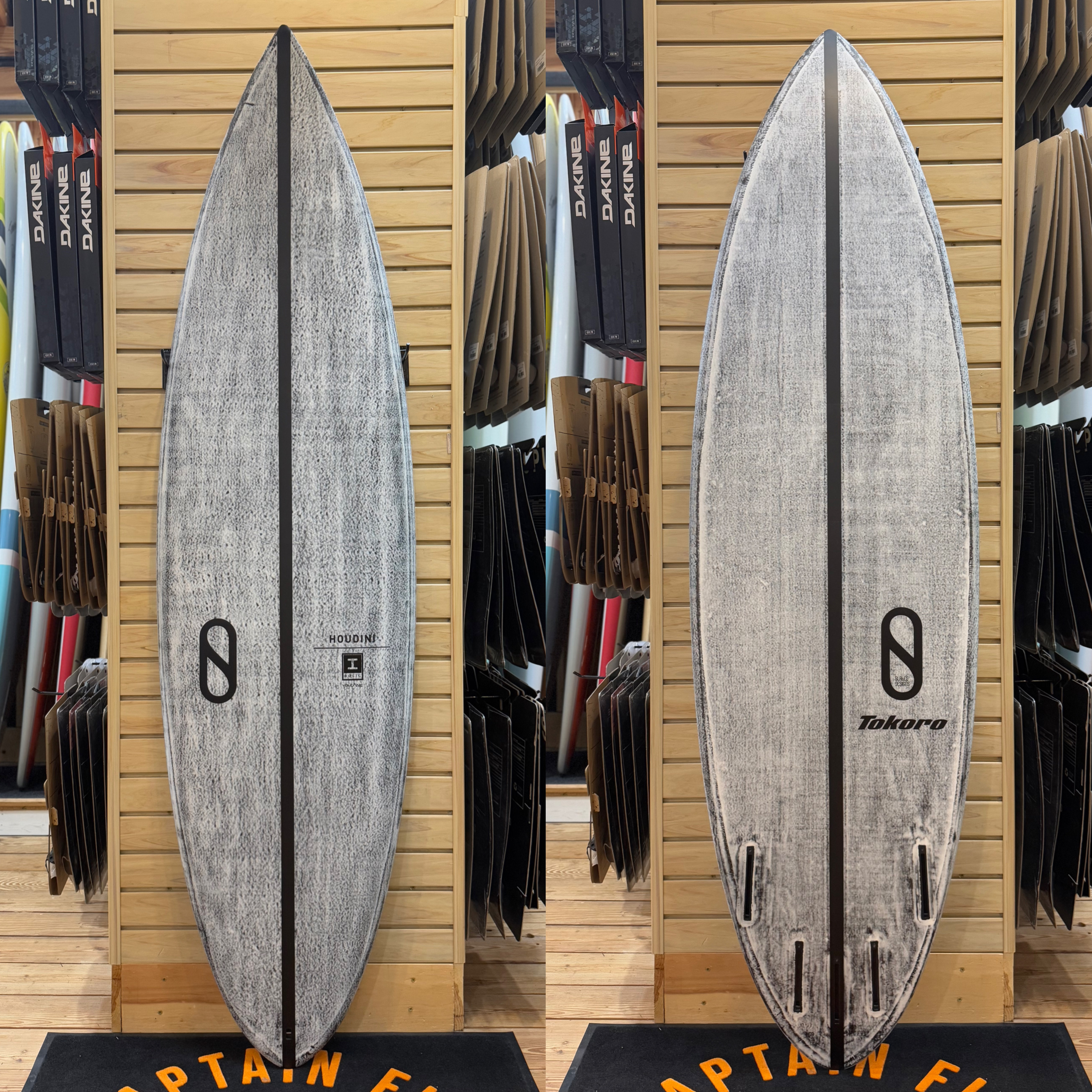 6'4 Houdini Volcanic surfboard top photo