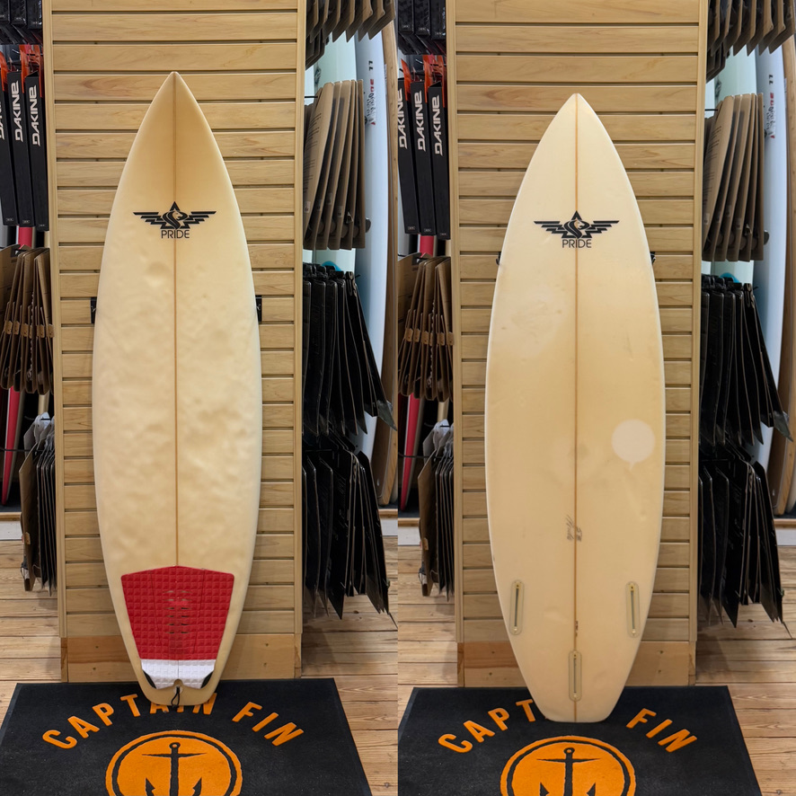 5'8 Pride surfboard top photo